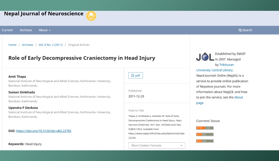 Role of Early Decompressive Craniectomy in Head Injury